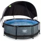 Piscina rotunda de gradina 244x76 cm cu pompa de filtru si copertina gri