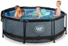 Piscina rotunda de gradina 244x76 cm cu pompa de filtru si copertina gri
