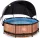 Piscina rotunda de gradina 244x76 cm cu pompa de filtru si copertina maro