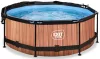Piscina rotunda de gradina 244x76 cm cu pompa de filtru si copertina maro