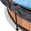 Piscina rotunda de gradina 244x76 cm cu pompa de filtru si copertina maro