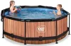Piscina rotunda de gradina 244x76 cm cu pompa de filtru si copertina maro
