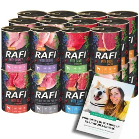    RAFI CLASSIC Hrana umeda pentru CAINI MIX 8 AROMURI set 24x400g + EBOOK DOG