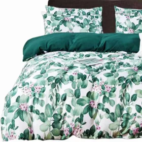   Set de Lenjerie de Pat din Bumbac Satinat 220x200 cm - Reversibilă și Modernă