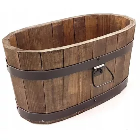    Ghiveci Drewdon 60 cm x 37 x 31 cm, lemn, nuante de maro si bej