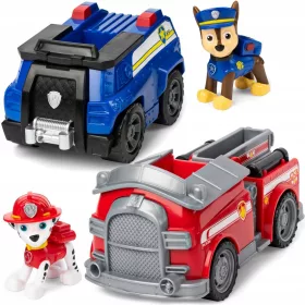    PAW PATROL MARSHALL CHASE + MAȘINĂ DE POLIȚIE CAMION DE POMPIERI