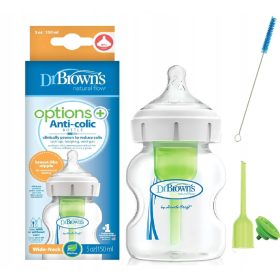    Dr Brown's Options+ biberon anti-colici 150 ml + PERIE PENTRU SPĂLAT BITERONEI ȘI TEINEI, SET 2,
