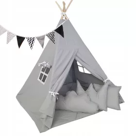    EDISA - Cort TIPI pentru copii fanion wigwam+3 perne+mat 120X120 CE