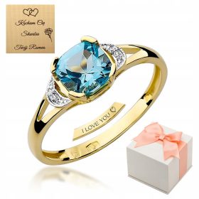    Inel de logodnă din aur 585 cu topaz și diamante, orice mărime