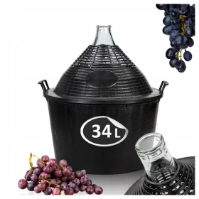   SuperButelki damigeană de sticlă 34 l cu împletitură de protecție și mânere