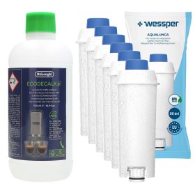    5× insert filtru Wessper AquaLunga WES039 1 buc + detartrant Delonghi Ecodecalk DLSC500 500 ml