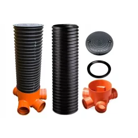   Puț de canalizare colectare 315/160 mm cu țeavă Pipelife 1 m, trei intrări și o ieșire