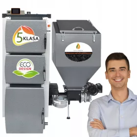    Cuptor cu dublă funcție Pleszewskie Kotły cu un rezervor de oțel pentru cărbune eco-mazăre 15 kW