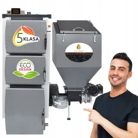    Cuptor cu dublă funcție Pleszewskie Kotły cu rezervor de oțel pentru cărbune eco-mazăre 24 kW