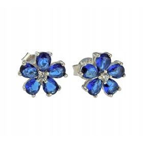  Cercei cu flori din argint placat cu rodiu cu zirconi