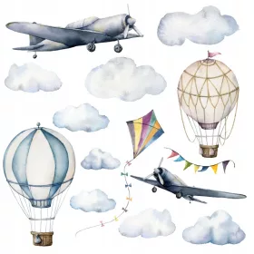 Autocolante avioane nori baloane 100x100cm
