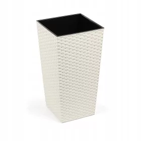    Ghiveci lamela 30 cm x 30 x 57 cm diametru 30 cm plastic nuante de maro si bej