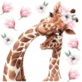  MICĂ GIRAFĂ CU FLORI MAMA AUTOCOLENTE DE PERETE XXL
