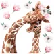  MICĂ GIRAFĂ CU FLORI MAMA AUTOCOLENTE DE PERETE XXL