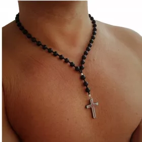    COLAR BĂRBAȚI STIL ROZAR, piatră de onix mată, accesoriu la modă HIT