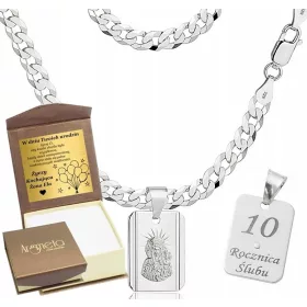    Lanț pentru bărbați cu diamant complet din argint 925 cu medalion gravat gratuit