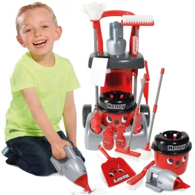   OUTLET Coș de curățare pentru copii Set de curățare cu aspirator și mop Henry Deluxe Casdon - produs incomplet