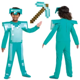   Set costum Minecraft, deghizare, costum de carnaval armura diamant 109-126 cm (4-6 ani) + kg armă Târnăcop 41 cm