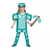 Set costum Minecraft, deghizare, costum de carnaval armura diamant 109-126 cm (4-6 ani) + kg armă Târnăcop 41 cm