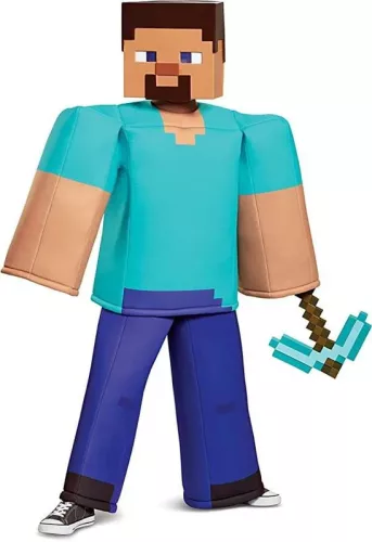 Set costum Minecraft, deghizare, costum de carnaval armura diamant 127-136 cm (7-8 ani) + kg armă Târnăcop 41 cm