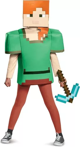 Set costum Minecraft, deghizare, costum de carnaval armura diamant 127-136 cm (7-8 ani) + kg armă Târnăcop 41 cm