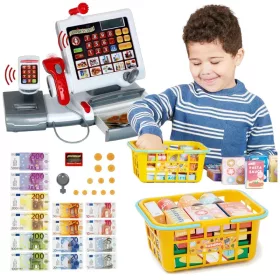   Casa de marcat electronica + cos de cumparaturi jucarii cu accesorii pentru copii Electrocasnice 3+