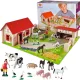 OUTLET Ferma din lemn Gradina + figurine animale ferma gospodarie 23 bucati DEFECT