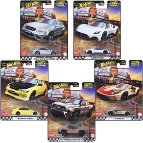   Hot Wheels Premium Boulevard Set de 5 mașini Mercedes-Benz, Toyota, Maserati, Ford GT 7 cm