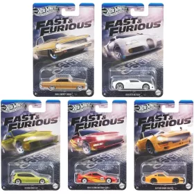   Hot Wheels set de 5 mașini Fast & Furious Honda Civic, Acura Integra, Datsun, Chevy Nova, Bugatti Veyron